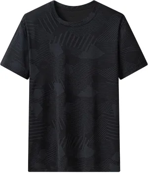 Lastesso Mens T-Shirts Dry-Fit Solid Prinitng Summer Tops Breathable Athletic Sports Tops Round Neck Short Sleeve Workout Tee