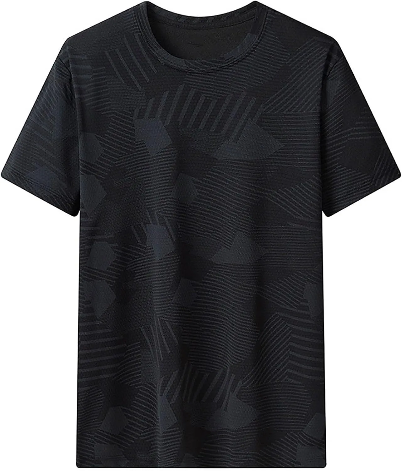 Lastesso Mens T-Shirts Dry-Fit Solid Prinitng Summer Tops Breathable Athletic Sports Tops Round Neck Short Sleeve Workout Tee
