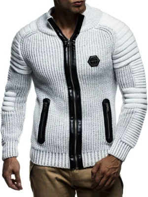 Leif Nelson Men's Zip Up Knitted Cardigan LN5175