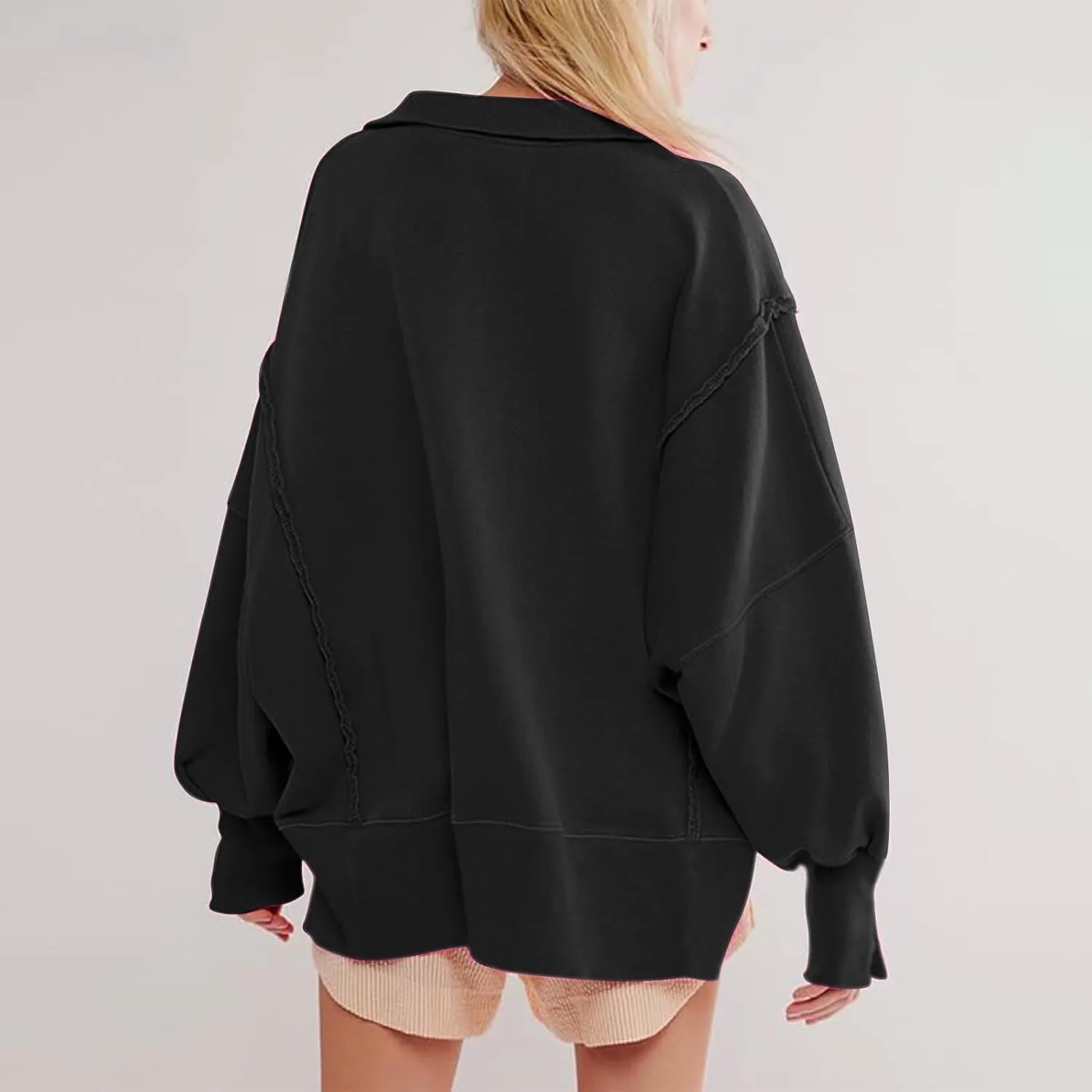 Long Sleeve for Women Dressy Casual Loose Fit Sweatshirts Solid Color V Neck Warm Lightweight Pullover Tops