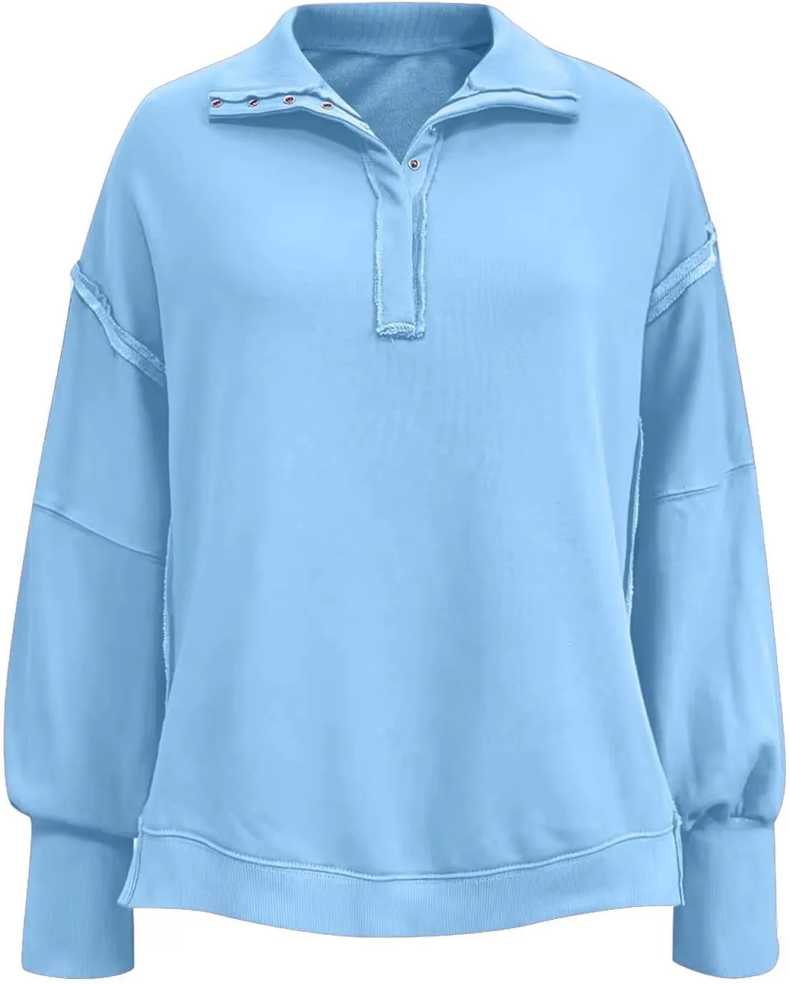 Long Sleeve for Women Dressy Casual Loose Fit Sweatshirts Solid Color V Neck Warm Lightweight Pullover Tops