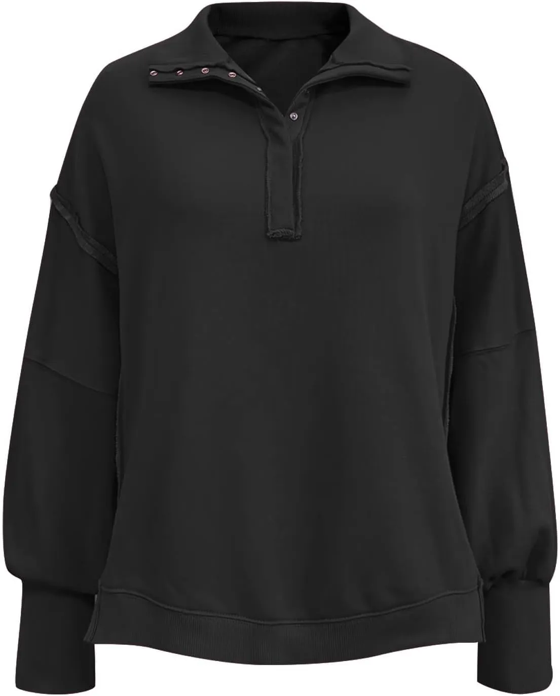 Long Sleeve for Women Dressy Casual Loose Fit Sweatshirts Solid Color V Neck Warm Lightweight Pullover Tops