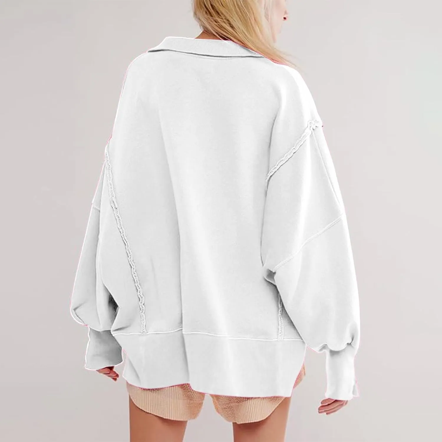 Long Sleeve for Women Dressy Casual Loose Fit Sweatshirts Solid Color V Neck Warm Lightweight Pullover Tops