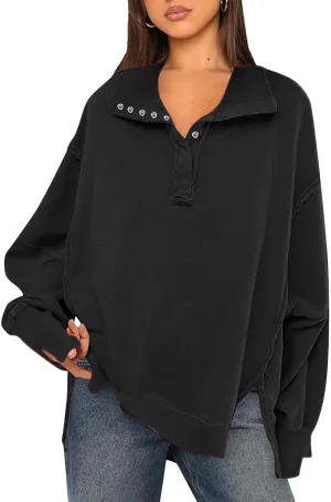 Long Sleeve for Women Dressy Casual Loose Fit Sweatshirts Solid Color V Neck Warm Lightweight Pullover Tops