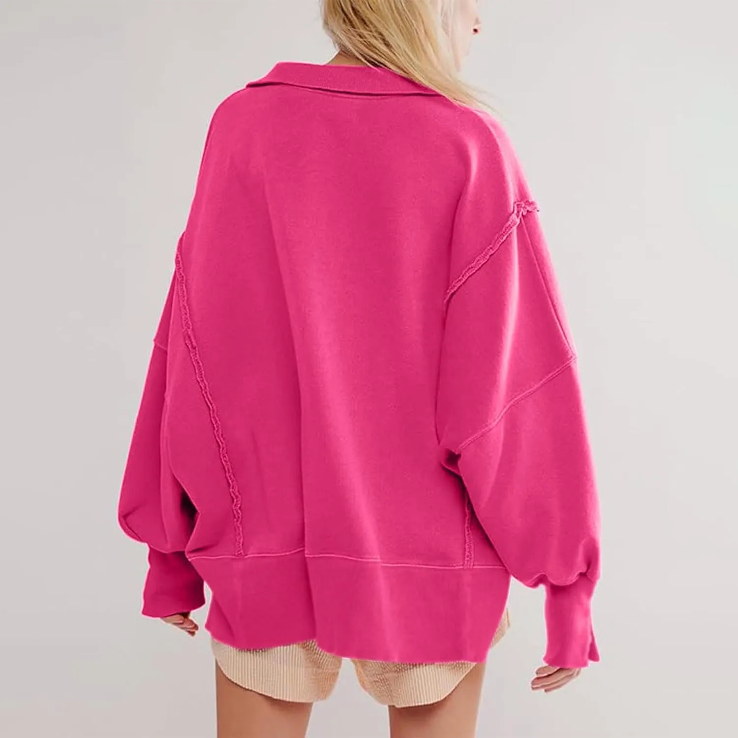 Long Sleeve for Women Dressy Casual Loose Fit Sweatshirts Solid Color V Neck Warm Lightweight Pullover Tops