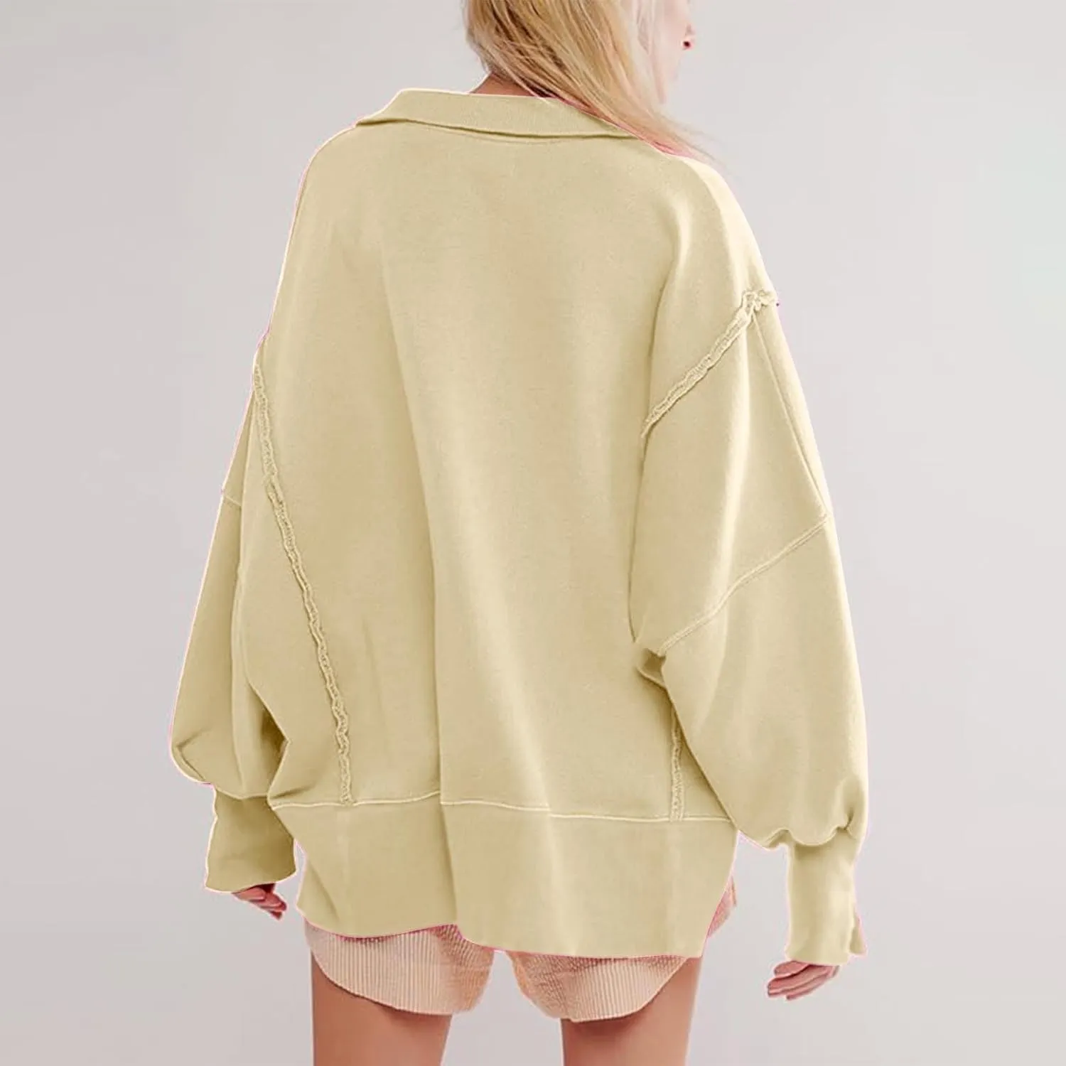 Long Sleeve for Women Dressy Casual Loose Fit Sweatshirts Solid Color V Neck Warm Lightweight Pullover Tops