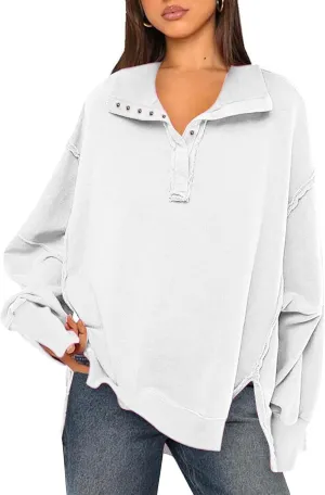 Long Sleeve for Women Dressy Casual Loose Fit Sweatshirts Solid Color V Neck Warm Lightweight Pullover Tops