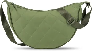 Lushandy Quilted Crossbody Bag for Women - Puffer Hobo Puffy Luna Large Nylon Crescent Half Moon