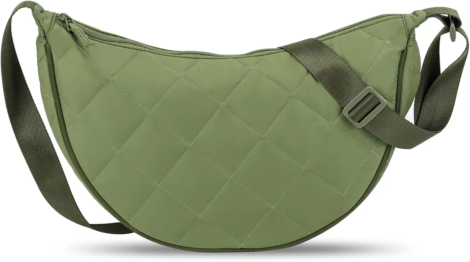 Lushandy Quilted Crossbody Bag for Women - Puffer Hobo Puffy Luna Large Nylon Crescent Half Moon