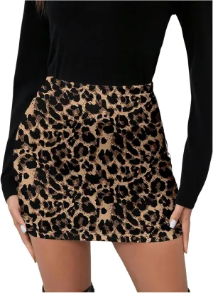 MakeMeChic Women's Plaid Skirt High Waisted Pencil Mini Skirt
