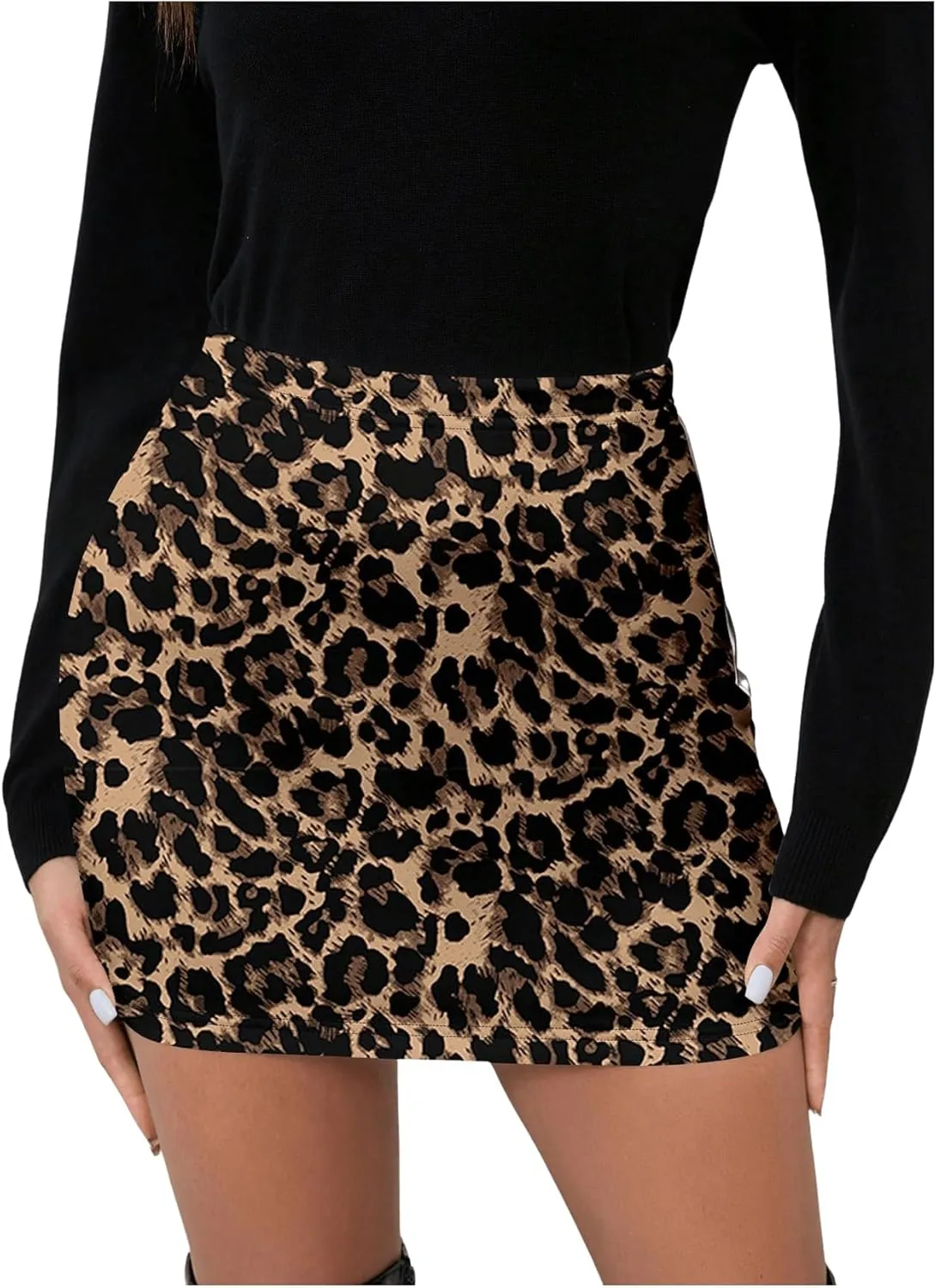 MakeMeChic Women's Plaid Skirt High Waisted Pencil Mini Skirt