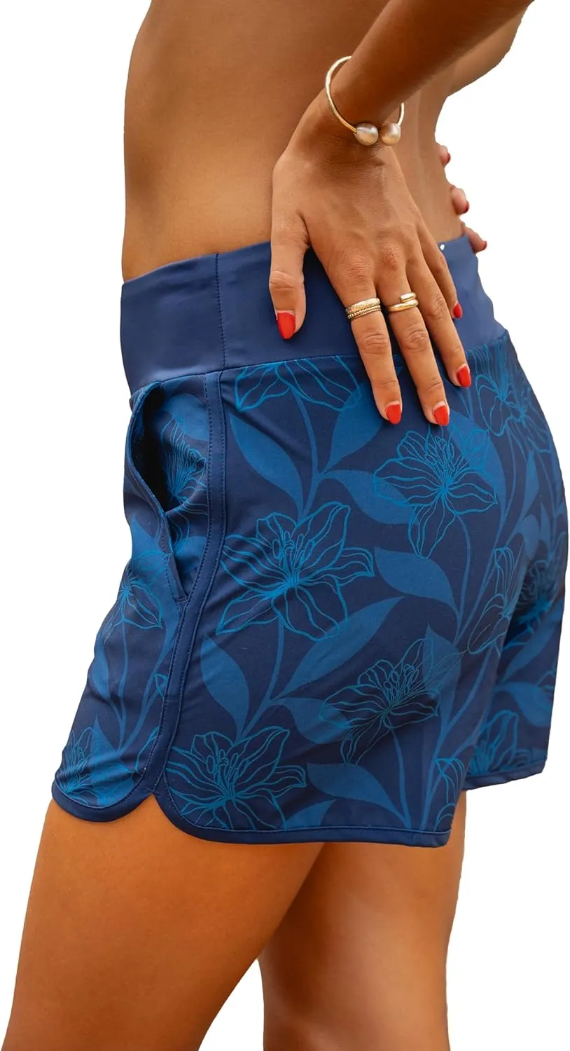 Maui Rippers Womens 5" Swim Shorts  Quick-Dry 4-Way Stretch Boardshorts (XSXXL) for Beach, Surf & Activewear