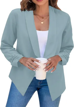 MAYRAIN Womens Summer Lapel Collar Cardigan Jacket Long Sleeve Office Formal Fit Blazers Casual Stretch Outfits Suit