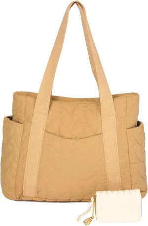 Medium Quilted Work Tote Bag for Women, Lightweight Puffer Tote Bag Quilted Handbags for Birthday Valentines Gifts