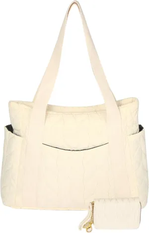 Medium Quilted Work Tote Bag for Women, Lightweight Puffer Tote Bag Quilted Handbags for Birthday Valentines Gifts