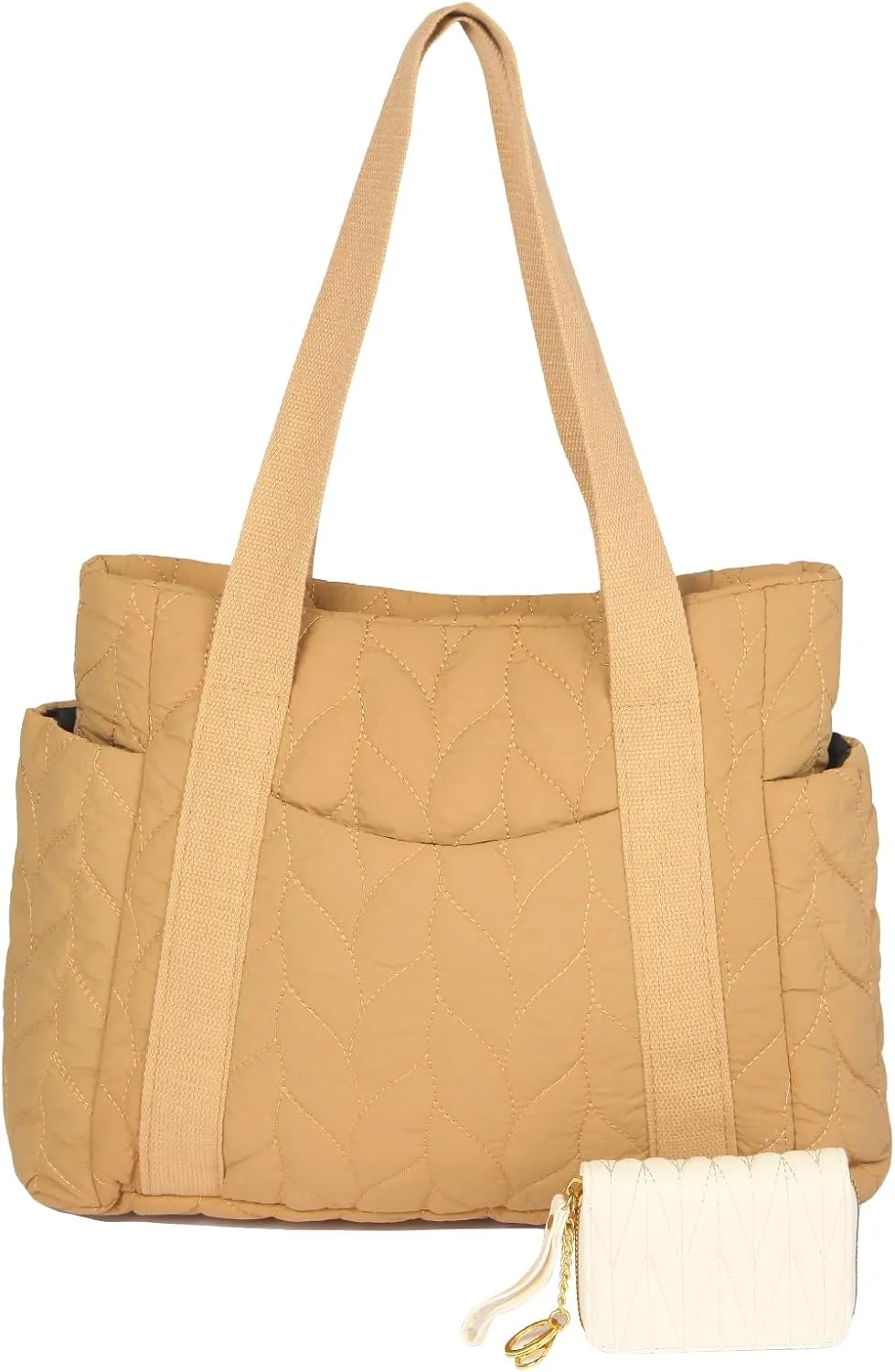 Medium Quilted Work Tote Bag for Women, Lightweight Puffer Tote Bag Quilted Handbags for Birthday Valentines Gifts