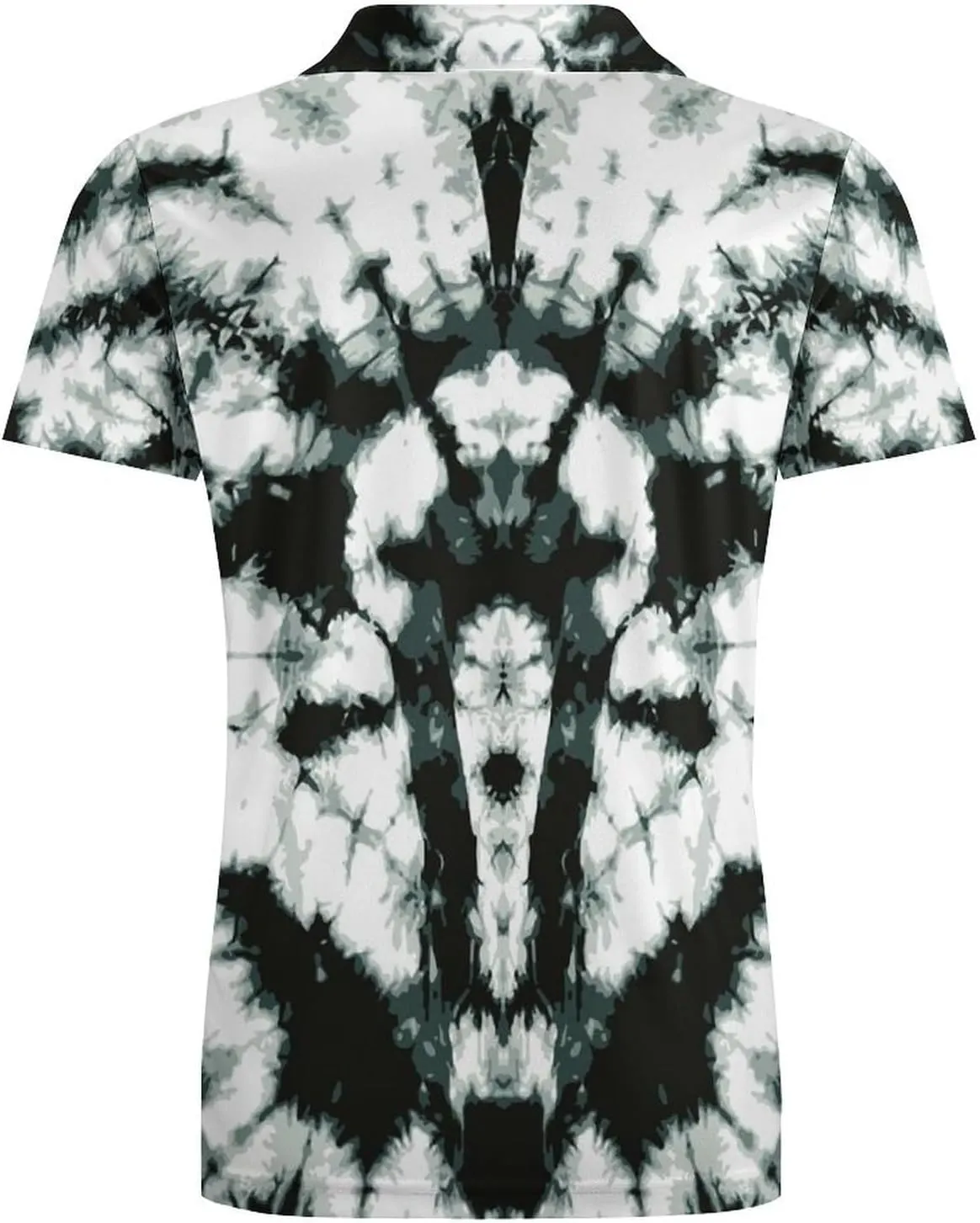 Men's Black Gray Color Tie Dye Polo Shirts Short Sleeve Cool Golf Shirt Quick-Dry Activewear Polos