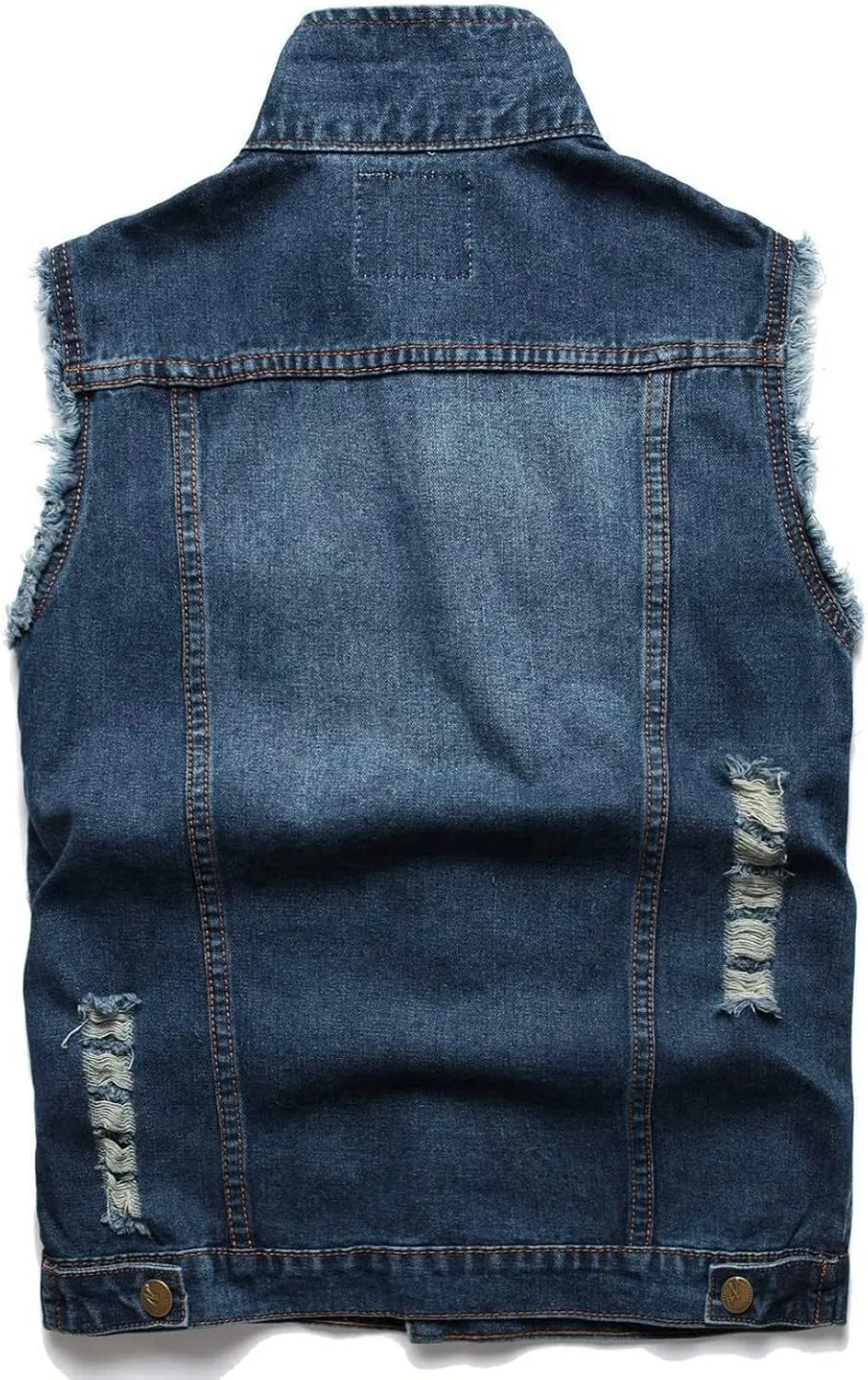 Mens Denim Vest Jakcet Tactical Outdoor Versatile Street Jackets Trend Stand Up Collar Ripped Casual Sleeveless Retro Jacket