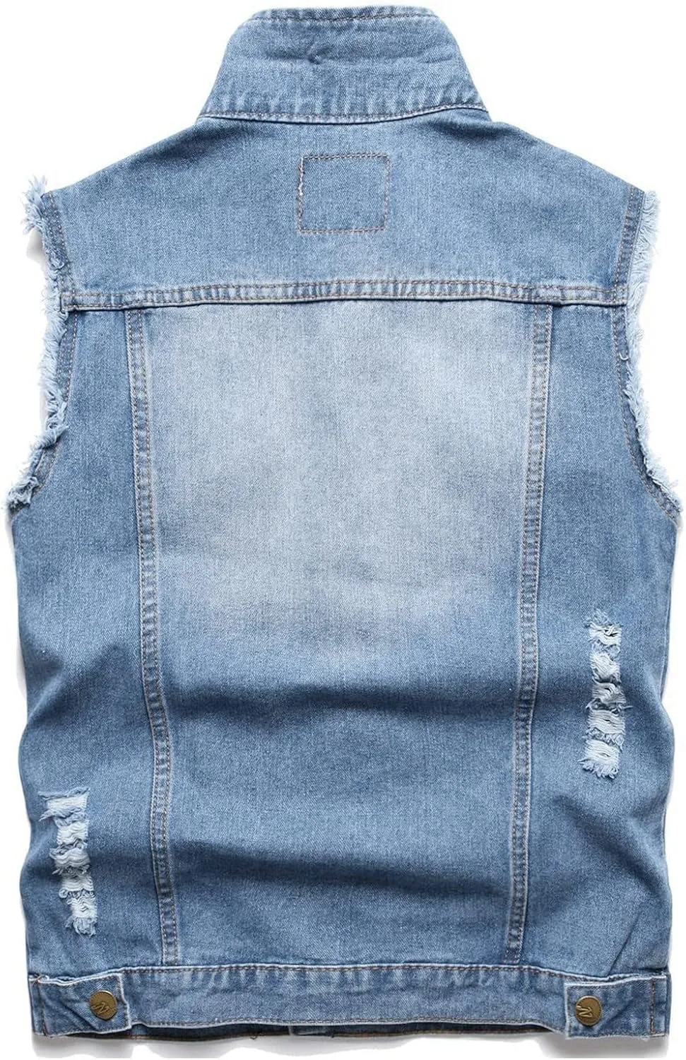 Mens Denim Vest Jakcet Tactical Outdoor Versatile Street Jackets Trend Stand Up Collar Ripped Casual Sleeveless Retro Jacket