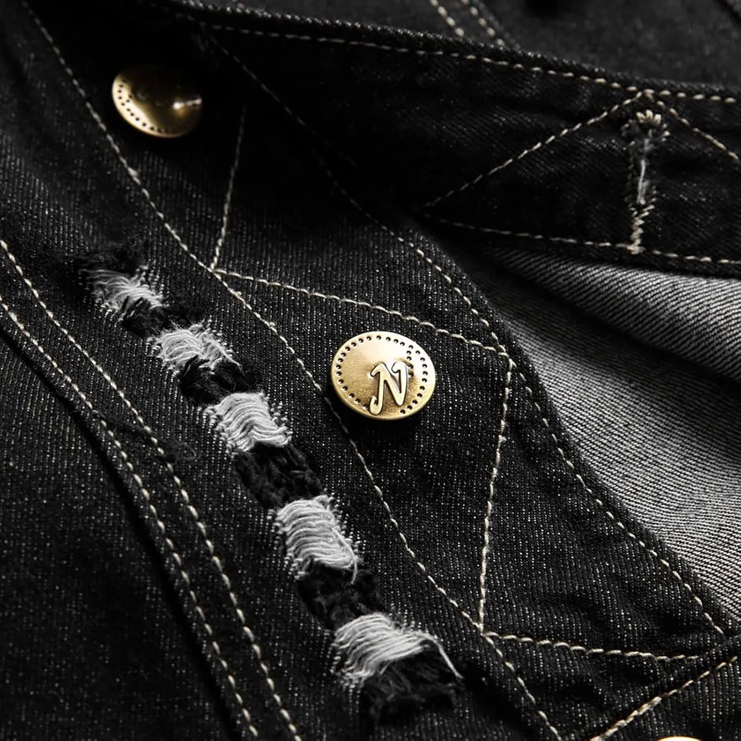 Mens Denim Vest Jakcet Tactical Outdoor Versatile Street Jackets Trend Stand Up Collar Ripped Casual Sleeveless Retro Jacket