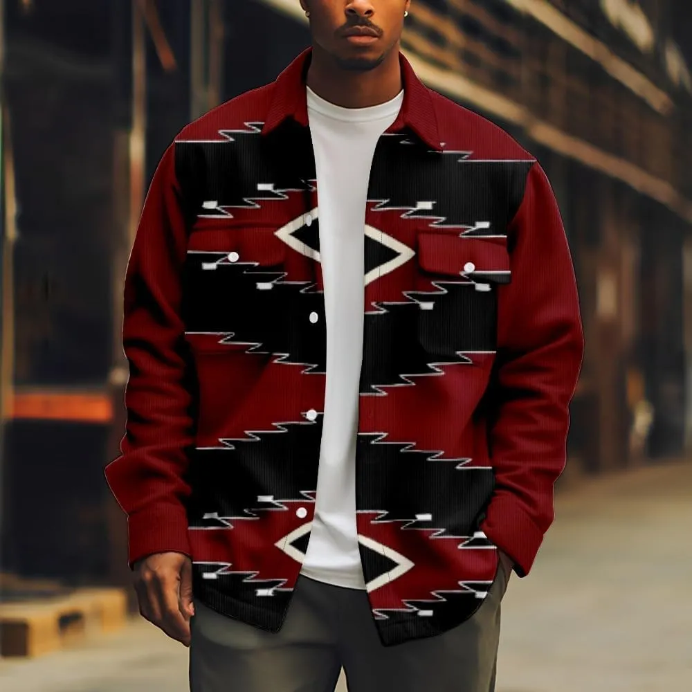 Men's Fall Casual Button Down Plaid Shirt Vintage Flannel Shirts Long Sleeve Fleece Jacket with Pockets XS-4XL