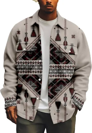 Men's Fall Casual Button Down Plaid Shirt Vintage Flannel Shirts Long Sleeve Fleece Jacket with Pockets XS-4XL