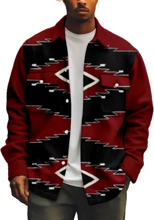 Men's Fall Casual Button Down Plaid Shirt Vintage Flannel Shirts Long Sleeve Fleece Jacket with Pockets XS-4XL
