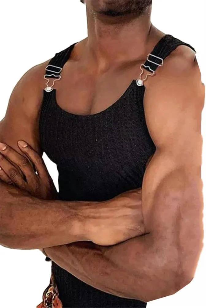 Mens Knitted Tank Tops Man Sleeveless Vest Fit Crop Tops Hollow Undershirts T-shirts