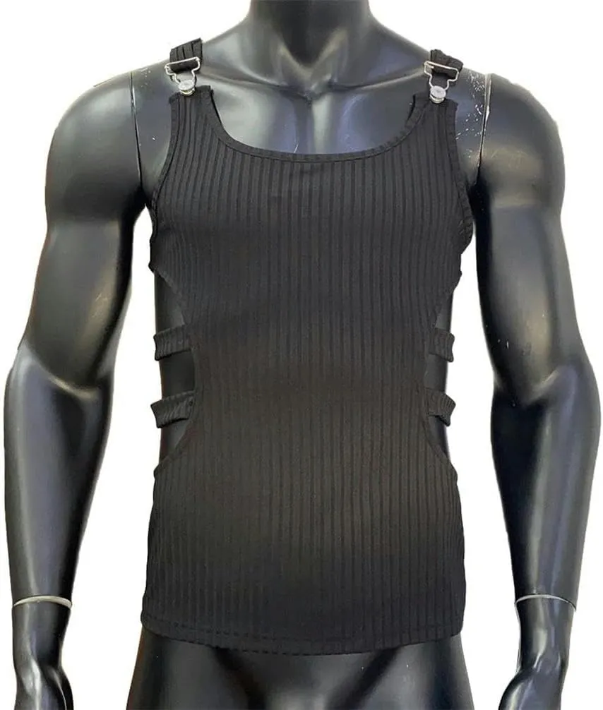 Mens Knitted Tank Tops Man Sleeveless Vest Fit Crop Tops Hollow Undershirts T-shirts