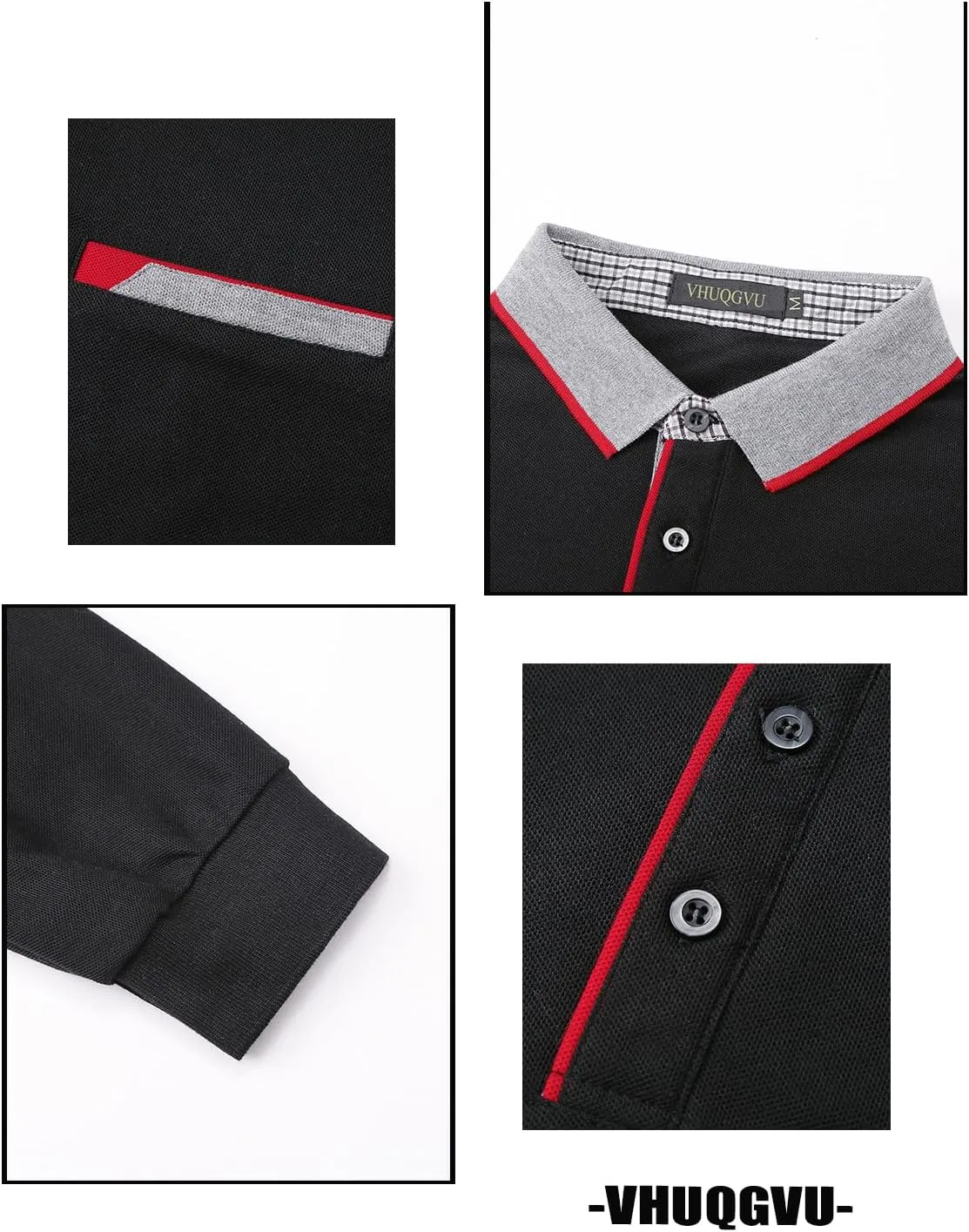 Mens Long Sleeve Polo Shirt Basic Slim Fit Long Sleeve Polo Men's Cotton Polo Shirts with Pocket Golf Shirts Men