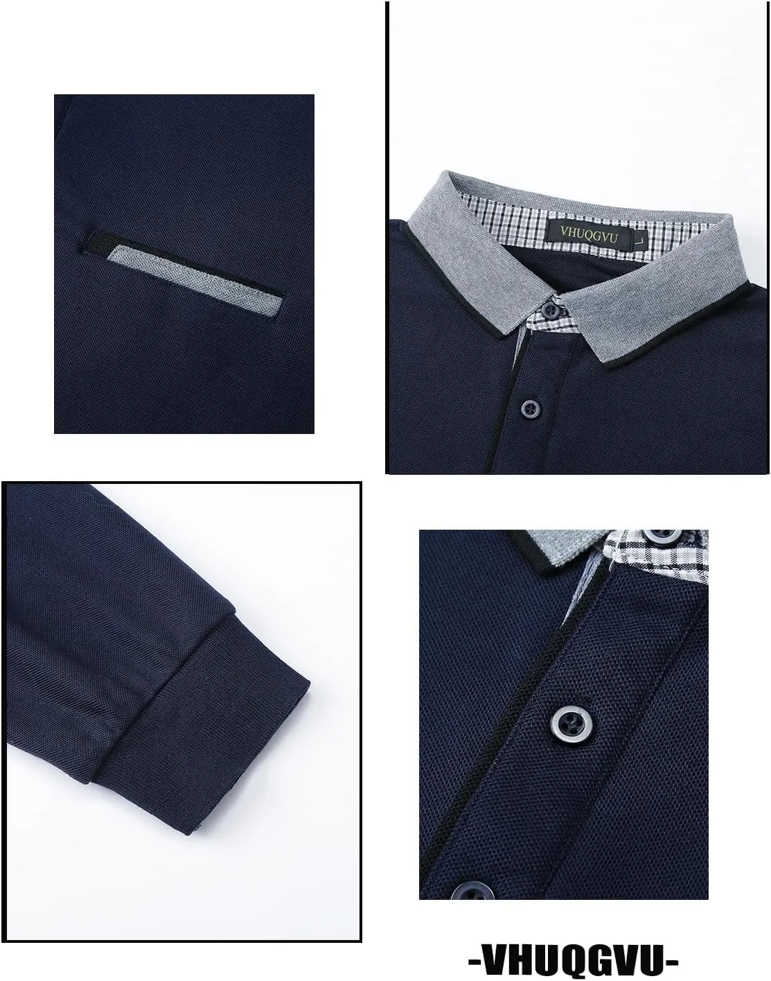 Mens Long Sleeve Polo Shirt Basic Slim Fit Long Sleeve Polo Men's Cotton Polo Shirts with Pocket Golf Shirts Men