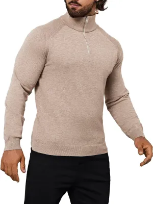 Mens Quarter Zip Pullover Sweater Mock Turtleneck Half Zip Long Sleeve Turtle Neck Knitted Sweaters Fall Fashion