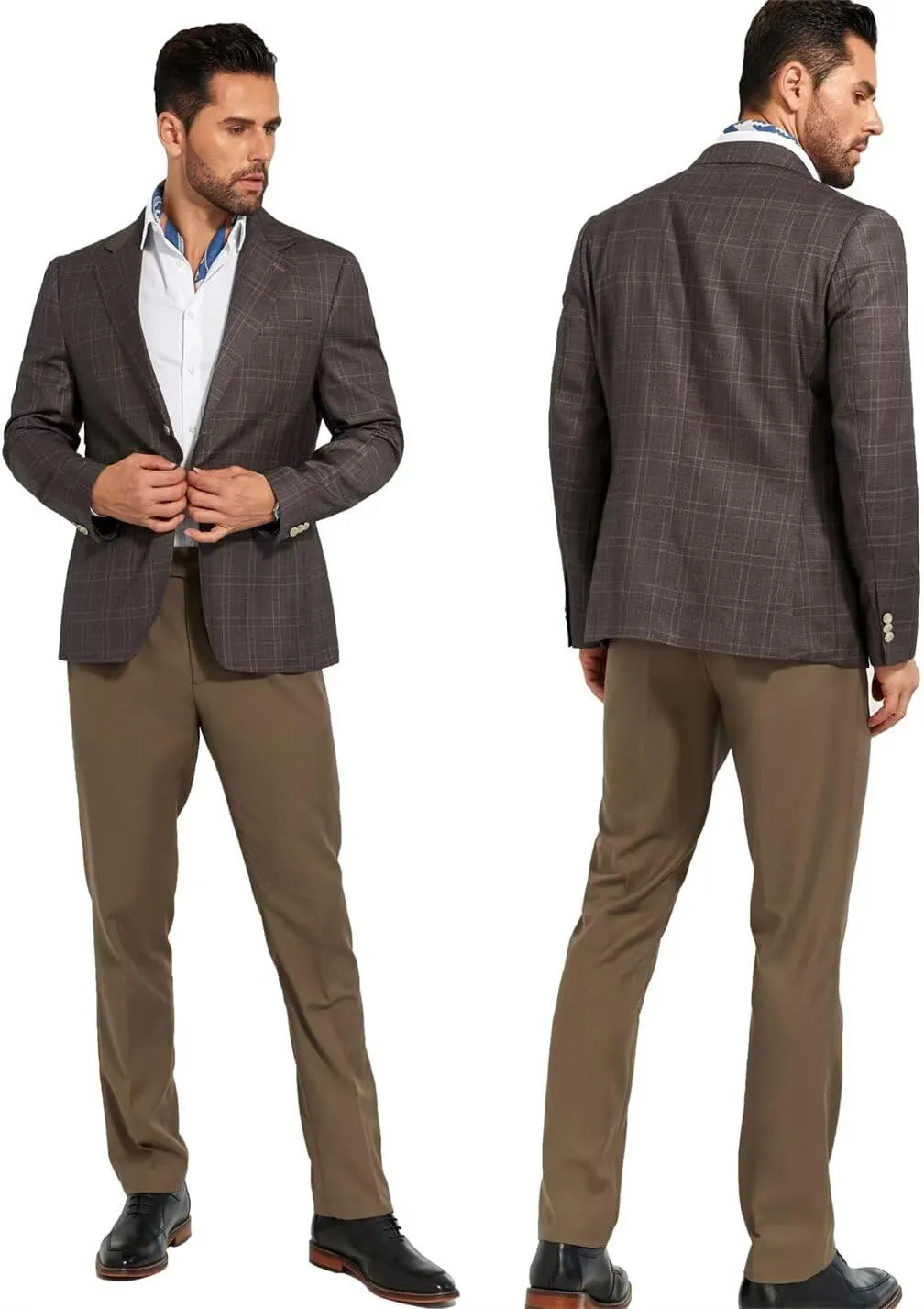 Men's Suit Jacket Blazer Casual Plaid Stripe Slim Fit Single Breasted Mens Tuxedos Jackets Party Sport Coats Blazers