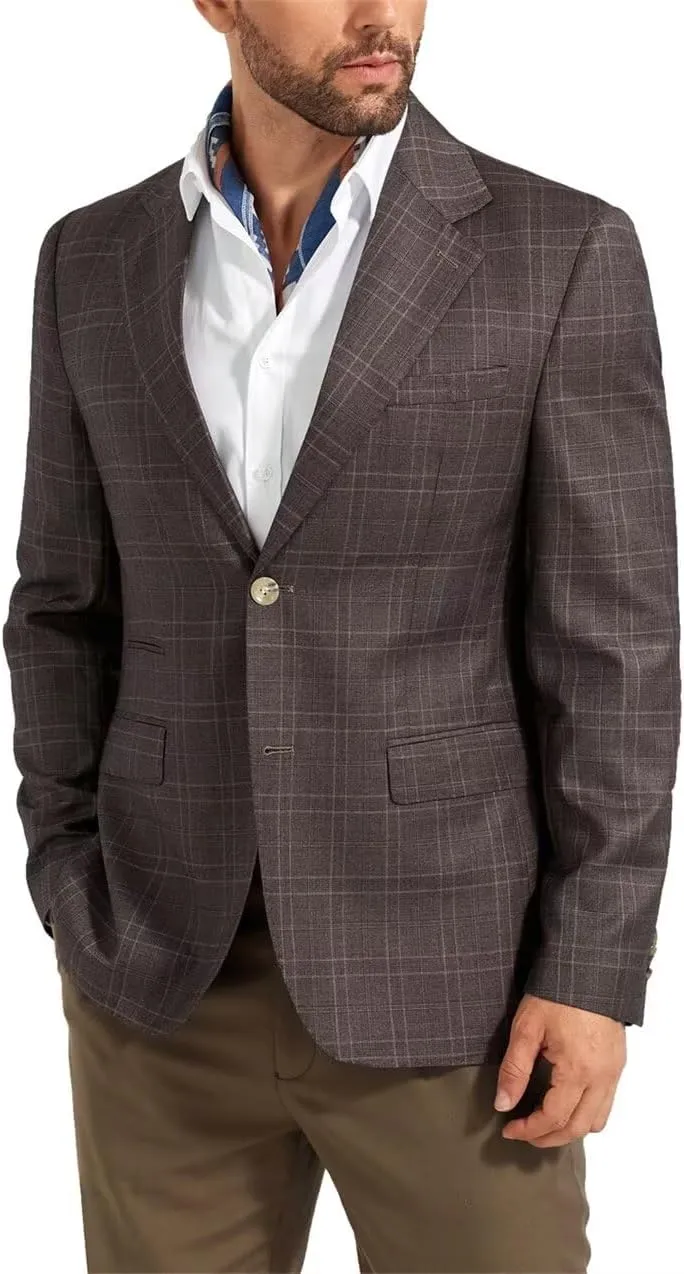 Men's Suit Jacket Blazer Casual Plaid Stripe Slim Fit Single Breasted Mens Tuxedos Jackets Party Sport Coats Blazers