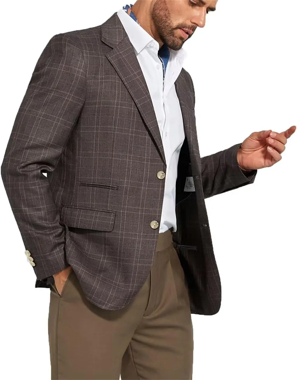Men's Suit Jacket Blazer Casual Plaid Stripe Slim Fit Single Breasted Mens Tuxedos Jackets Party Sport Coats Blazers