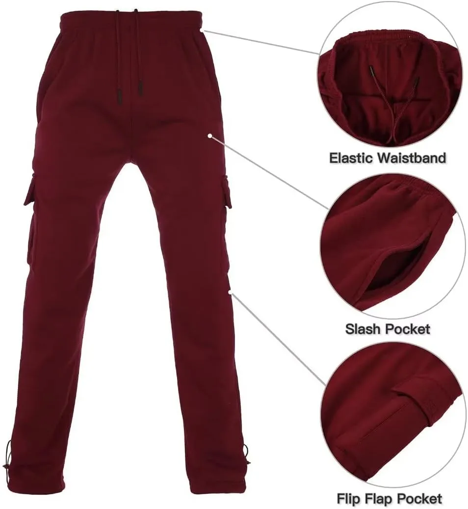 Men's Tracksuit Sets Outfit Activewear Full Zip Fleece Hoodie Jacket Cargo Sweatpant 2 Piece Casual Sweatsuit