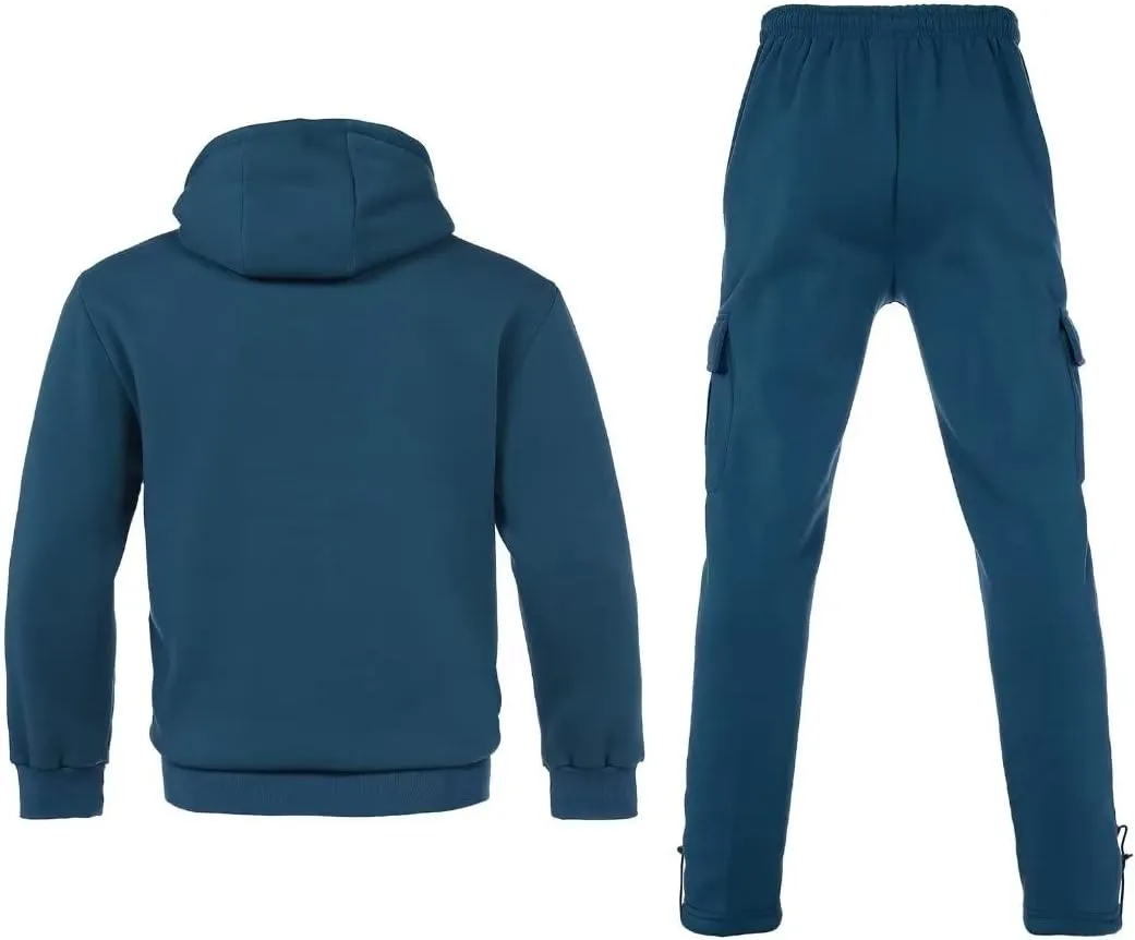 Men's Tracksuit Sets Outfit Activewear Full Zip Fleece Hoodie Jacket Cargo Sweatpant 2 Piece Casual Sweatsuit