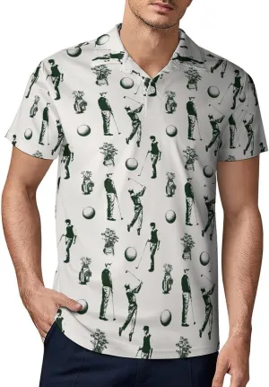 Men's Vintage Golf Sport Polo Shirts Short Sleeve Cool Golf Shirt Quick-Dry Activewear Polos