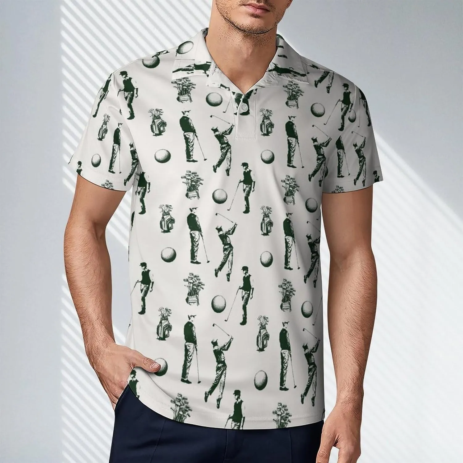 Men's Vintage Golf Sport Polo Shirts Short Sleeve Cool Golf Shirt Quick-Dry Activewear Polos