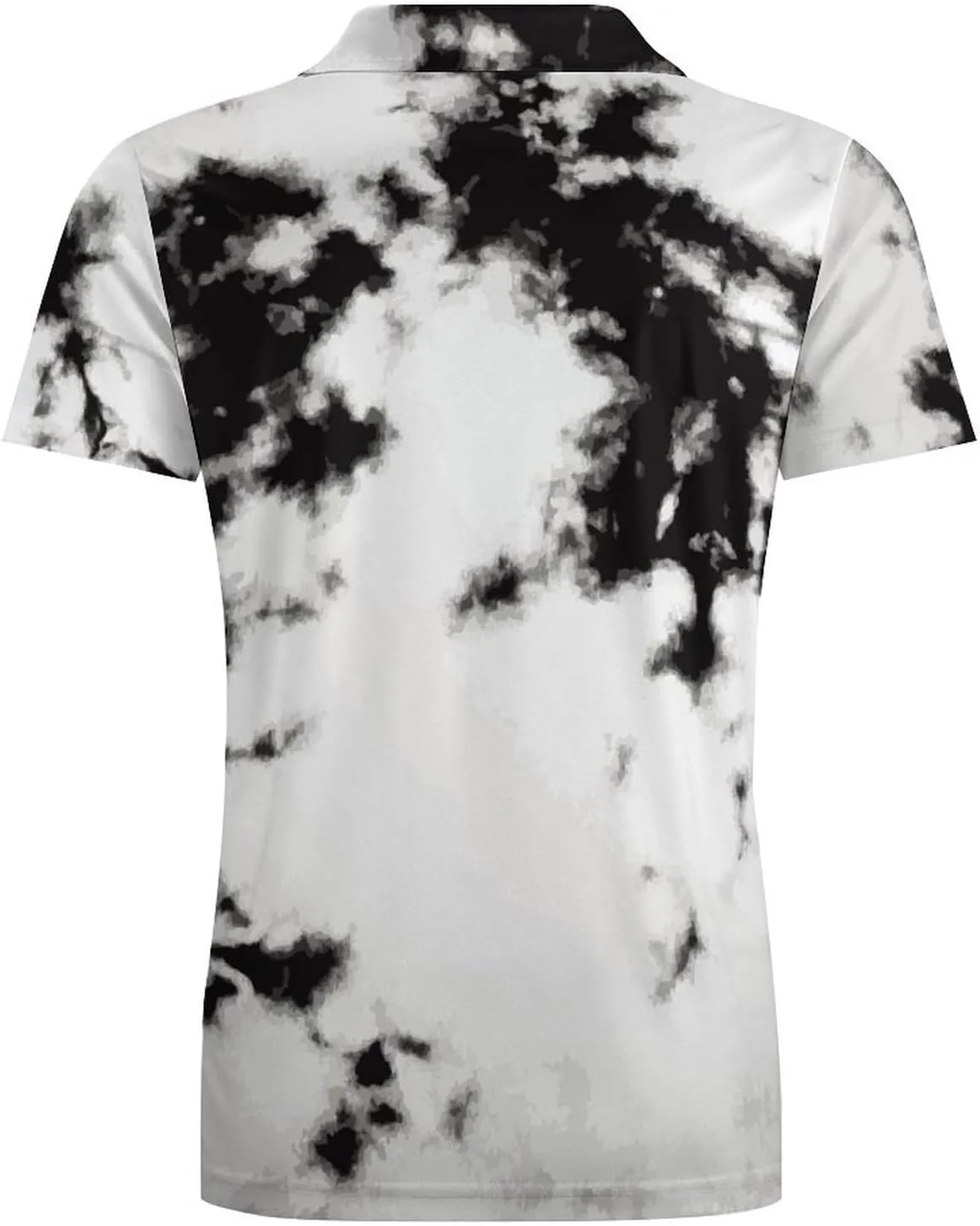 Men's Watercolour Black White Tie Dye Polo Shirts Short Sleeve Cool Golf Shirt Quick-Dry Activewear Polos