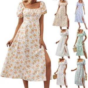 Milk Maid Dress for Women Plus Size Summer Floral Cottagecore Corset Midi Dresses Elegant Classy Tea Party Dress