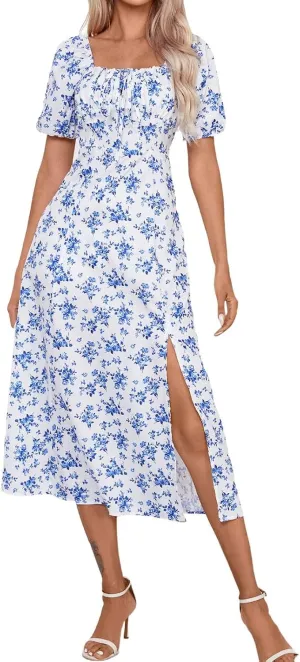 Milk Maid Dress for Women Plus Size Summer Floral Cottagecore Corset Midi Dresses Elegant Classy Tea Party Dress