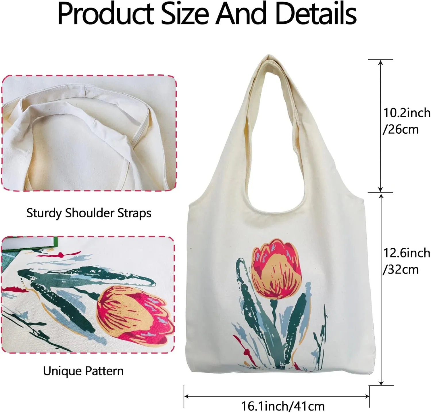 Minimalist Bouquet Cute Tote Bags Aesthetic Flower Canvas Reusable Grocery Bag Floral Canvas Tote Bag for Women