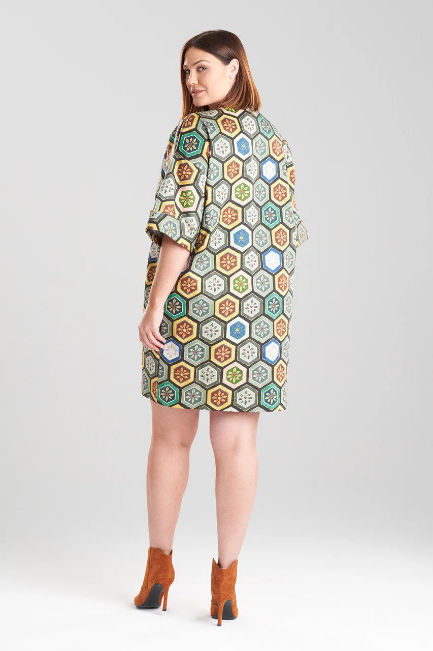 Mitsu Printed Cotton Sateen Beaded T-Shirt Dress