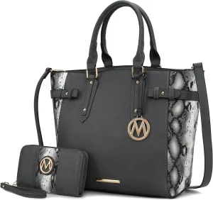 MKF Collection Tote Bag and wallet set, Womens Snake Embossed Crossbody Bag and Wristlet Handbag Purse by Mia K