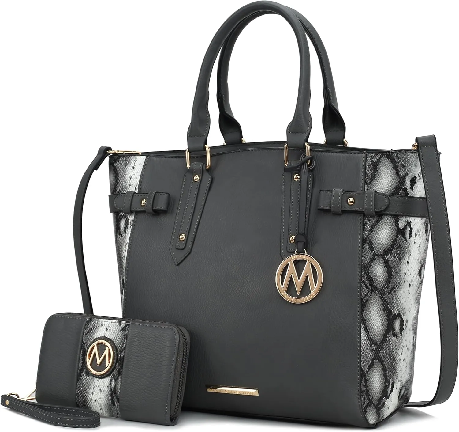 MKF Collection Tote Bag and wallet set, Womens Snake Embossed Crossbody Bag and Wristlet Handbag Purse by Mia K