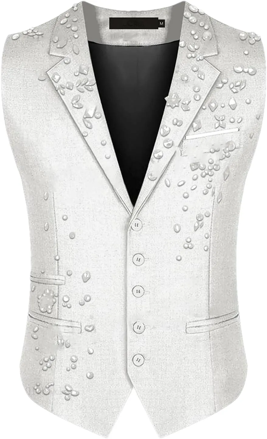 Mnjyihy Men Suit Vest Solid Casual Business Blazer Vests Lightweight Waistcoat Slim Fit Vest For Suit Or Tuxedo