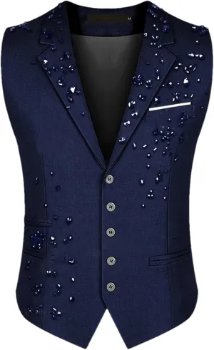 Mnjyihy Men Suit Vest Solid Casual Business Blazer Vests Lightweight Waistcoat Slim Fit Vest For Suit Or Tuxedo