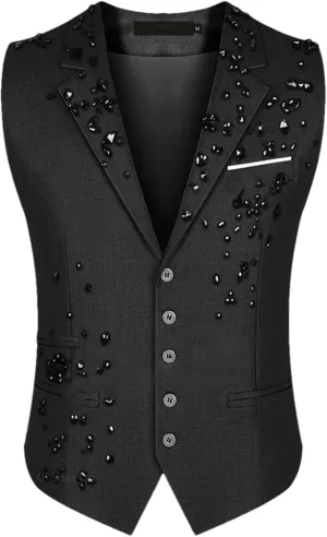 Mnjyihy Men Suit Vest Solid Casual Business Blazer Vests Lightweight Waistcoat Slim Fit Vest For Suit Or Tuxedo