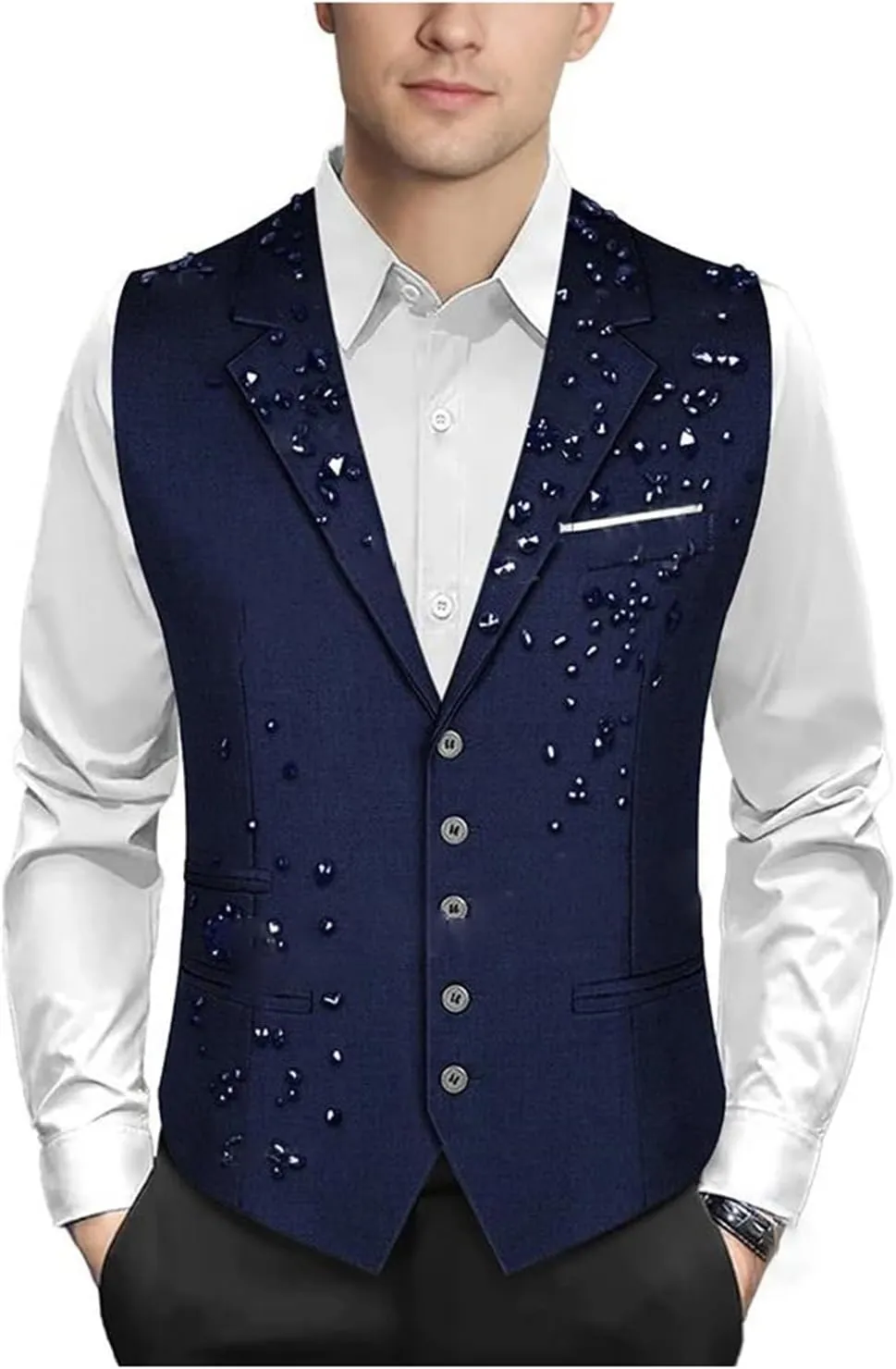 Mnjyihy Men Suit Vest Solid Casual Business Blazer Vests Lightweight Waistcoat Slim Fit Vest For Suit Or Tuxedo